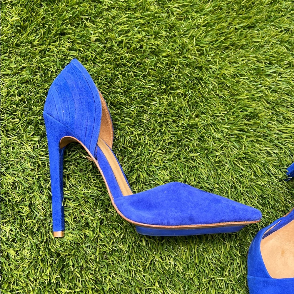 NWB L.A.M.B. Faith Indigo Blue Suede Heels size 5 1/2 NIB - Picture 4 of 14